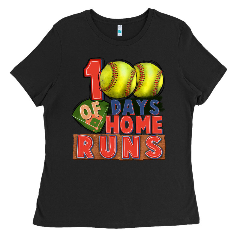 100 Days Of Home Runs Softball Ladies Tee by CowGirlArtShop | Teevron