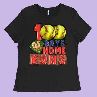 100 Days Of Home Runs Softball Ladies Tee Designed By Cowgirlartshop