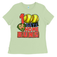 Matcha 100 days of home runs softball Ladies Tee - CowGirlArtShop