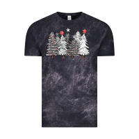 Cloud Black black and white christmas trees with lights Vintage Tee - FaDigitalArtStudio