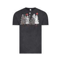 Vintage Black black and white christmas trees with lights Vintage Tee - FaDigitalArtStudio