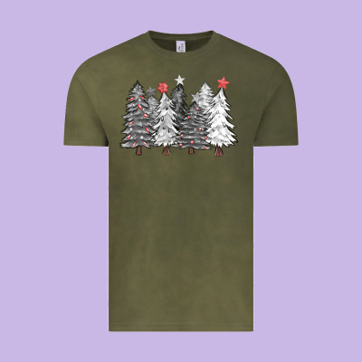 Black And White Christmas Trees With Lights Vintage Tee Designed By Fadigitalartstudio