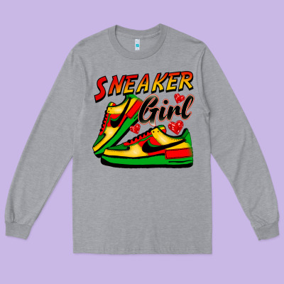 Sneaker Girl Long Sleeve Tee Designed By Fadigitalartstudio