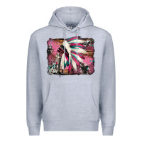 Heather Grey indian headdress valentine's day Premium Hoodie - Jasminsmagicworld