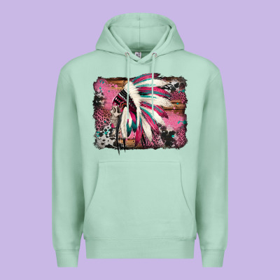 Indian Headdress Valentine's Day Premium Hoodie Designed By Jasminsmagicworld