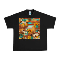 Black Western Horse Sunflowers Gemstone Seamless Pattern Urban Heavy Tee - FaDigitalArtStudio
