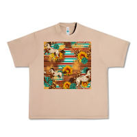 Burro Western Horse Sunflowers Gemstone Seamless Pattern Urban Heavy Tee - FaDigitalArtStudio