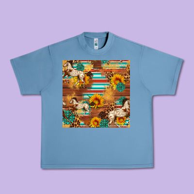 Western Horse Sunflowers Gemstone Seamless Pattern Urban Heavy Tee Designed By Fadigitalartstudio
