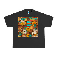 Pigment Black Western Horse Sunflowers Gemstone Seamless Pattern Urban Heavy Tee - FaDigitalArtStudio