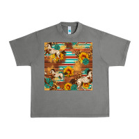 Tornado Western Horse Sunflowers Gemstone Seamless Pattern Urban Heavy Tee - FaDigitalArtStudio