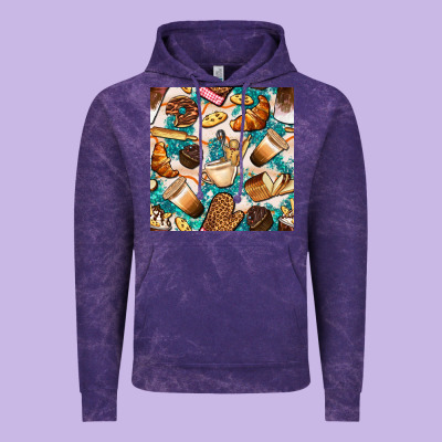 Bakery Coffee Cups Cookie And Donut With Turquoise Glitter Seamless Pa Vintage Hoodie Designed By Bundleandbundleshop