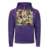 Cloud Purple bakery coffee cups cookie and donut with turquoise glitter seamless pa Vintage Hoodie - BundleAndBundleShop