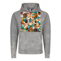 Cloud Rock bakery coffee cups cookie and donut with turquoise glitter seamless pa Vintage Hoodie - BundleAndBundleShop
