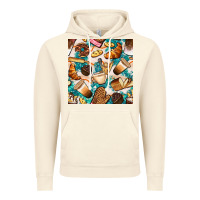 Vintage Artic bakery coffee cups cookie and donut with turquoise glitter seamless pa Vintage Hoodie - BundleAndBundleShop