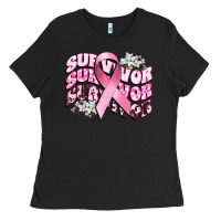 Black survivor breast cancer Ladies Tee - CowGirlArtShop