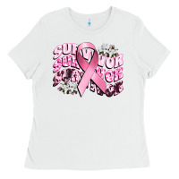 White survivor breast cancer Ladies Tee - CowGirlArtShop
