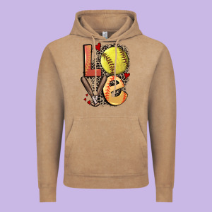 Love Softball Vintage Hoodie Designed By Fadigitalartstudio