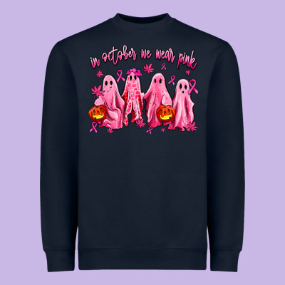 In October We Wear Pink Ghosts Heavyweight Sweatshirt Designed By Adodesignshop