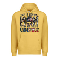 Antique Gold just a regular mom trying not to raise liberals Premium Hoodie - CowhideDigitalArt