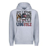 Heather Grey just a regular mom trying not to raise liberals Premium Hoodie - CowhideDigitalArt