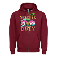 Burgundy teacher off duty Zipper Hoodie - AdoDesignShop