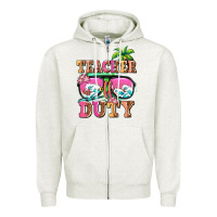 Oatmeal Heather teacher off duty Zipper Hoodie - AdoDesignShop