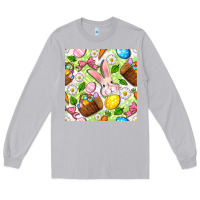 Moon Dust Easter Hamper With Bunny Seamless Pattern Long Sleeve Tee - BundleAndBundleShop