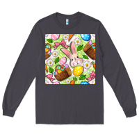 Smoke Easter Hamper With Bunny Seamless Pattern Long Sleeve Tee - BundleAndBundleShop