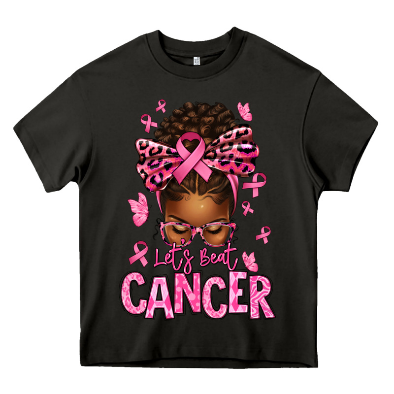 Lets Beat Cancer Afro Messy Bun Heavy Core Tee by texasbilliewilder | Teevron