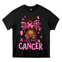Black lets beat cancer afro messy bun Heavy Core Tee - texasbilliewilder