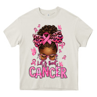 Cream lets beat cancer afro messy bun Heavy Core Tee - texasbilliewilder