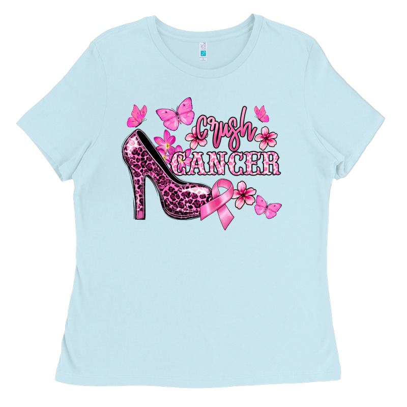 Crush Cancer With High Heels Cancer Awareness Ladies Tee by HowdyJamesFarm | Teevron