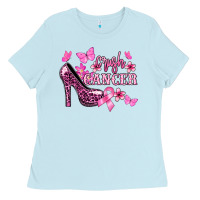 Baby Blue Crush Cancer with high heels Cancer Awareness Ladies Tee - HowdyJamesFarm
