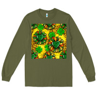 Army Green St. Patrick's sunflower seamless pattern Long Sleeve Tee - BundleAndBundleShop