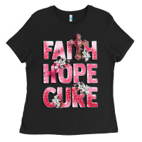 Black faith hope cure breast cancer Ladies Tee - CowGirlArtShop
