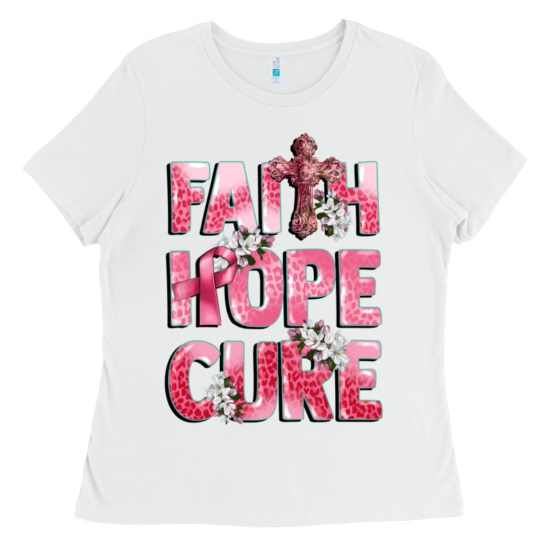 Faith Hope Cure Breast Cancer Ladies Tee by CowGirlArtShop | Teevron