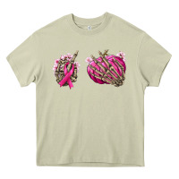 Mossy Breast Cancer skeleton hands Heavy Core Tee - NancyCooperArtShop