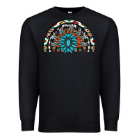 Black western turquoise aztec cowhide serape  rainbows Premium Sweatshirt - AdoDesignShop