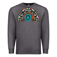 Charcoal Heather western turquoise aztec cowhide serape  rainbows Premium Sweatshirt - AdoDesignShop
