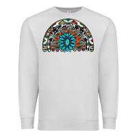 Dove Grey western turquoise aztec cowhide serape  rainbows Premium Sweatshirt - AdoDesignShop