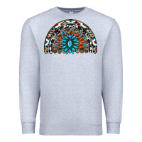 Heather Grey western turquoise aztec cowhide serape  rainbows Premium Sweatshirt - AdoDesignShop