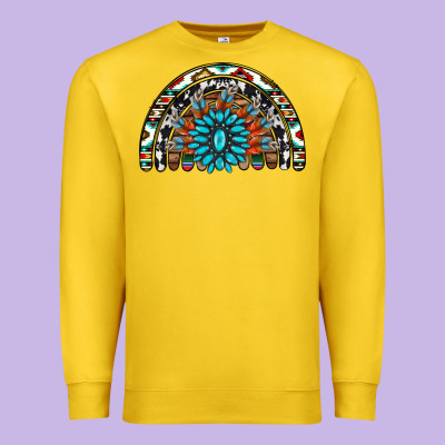 Western Turquoise Aztec Cowhide Serape  Rainbows Premium Sweatshirt Designed By Adodesignshop