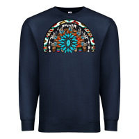 Navy western turquoise aztec cowhide serape  rainbows Premium Sweatshirt - AdoDesignShop