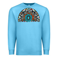 Ocean Blue western turquoise aztec cowhide serape  rainbows Premium Sweatshirt - AdoDesignShop