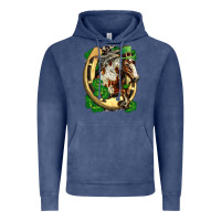 Vintage Denim Horse with horseshoe st patricks day Vintage Hoodie - FaDigitalArtStudio
