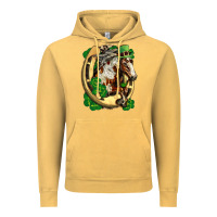 Vintage Mustard Horse with horseshoe st patricks day Vintage Hoodie - FaDigitalArtStudio
