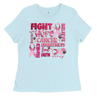 Baby Blue cancer awareness fight believe hope survive Ladies Tee - CowGirlArtShop