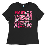 Black cancer awareness fight believe hope survive Ladies Tee - CowGirlArtShop