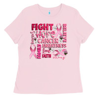 Bubblegum Pink cancer awareness fight believe hope survive Ladies Tee - CowGirlArtShop