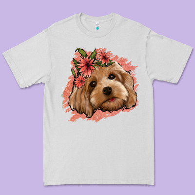 Cockapoo Floral Pink Glitter Premium Tee Designed By Jasminsmagicworld